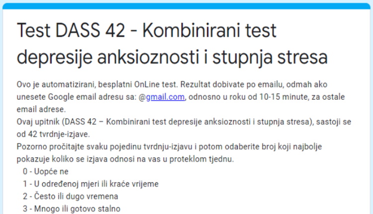 DASS 42-Test – kombinierter Test für Depression, Angst und Stressniveau einer Person.